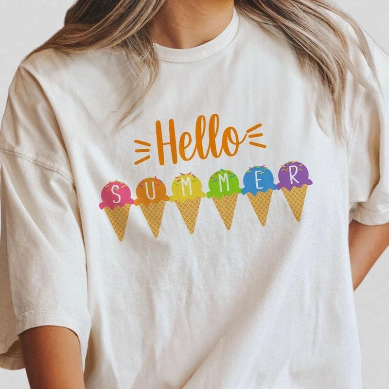 Comfort Colors Hello Summer Shirt, Summer Welcome Shirt, Ice Cream Shirt, Last Day Of School T-Shirt, Cute Summer Shirt,...