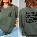 Comfort Colors I Love My Husband Shirt on Moss Color Hoodie, Sweatshirt | PureTeeCo.com