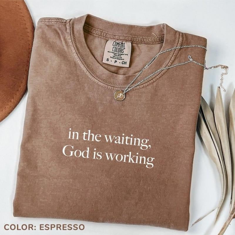 Comfort Colors In The Waiting God Is Working Shirt, Christian Mom Shirt, Bible Verse Shirt, Religious Tee, Christian...
