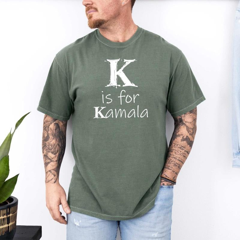 Comfort Colors K Is For Kamala Shirt, Democrat T-Shirt, President Harris Tee, Kamala Fan Shirt, Harris Shirt, Election...