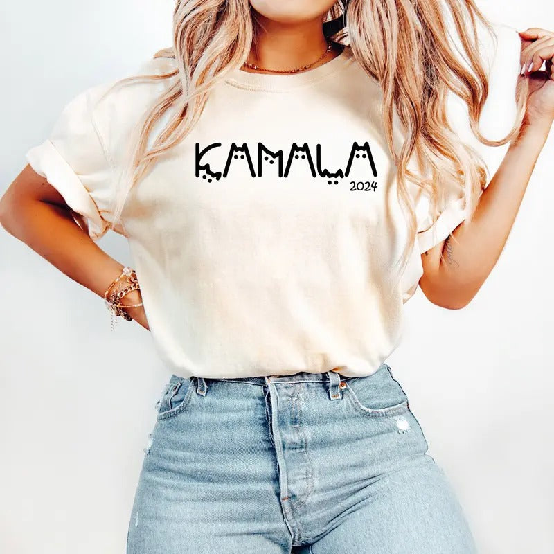 Comfort Colors Kamala Cat Shirt, Childless Cat Ladies For Kamala, Kamala Cat 2024 Shirt, Cute Kamala Cat Shirt Hoodie,...