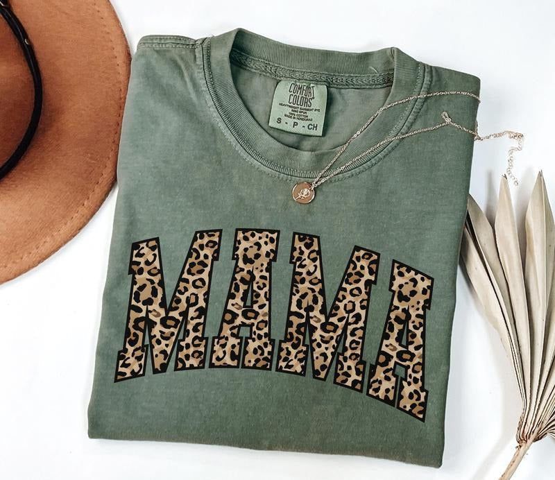 Comfort Colors Leopard Print Mama Shirt Gift for Mom, Retro Mom Tee, Mother's Day Gift, Vintage Cheetah Mama Tshirt,...