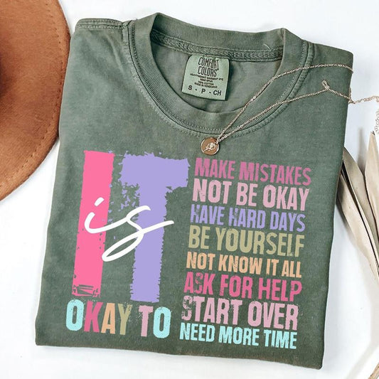 Comfort Colors Retro It's Okay To Make Mistakes Be Yourself Shirt, Motivation Saying Shirt, Inspirational Shirt, Unisex T-Shirt