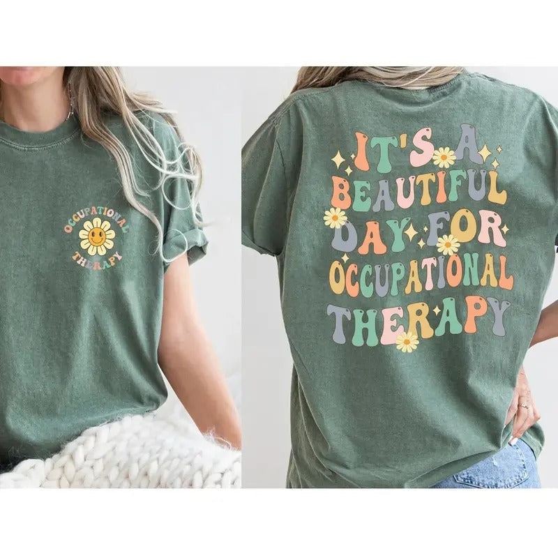 Comfort Colors Retro Occupational Therapy Shirt, Cute OT Shirt, Special Education Shirt, Funny Therapist Shirt, Aesthetic...