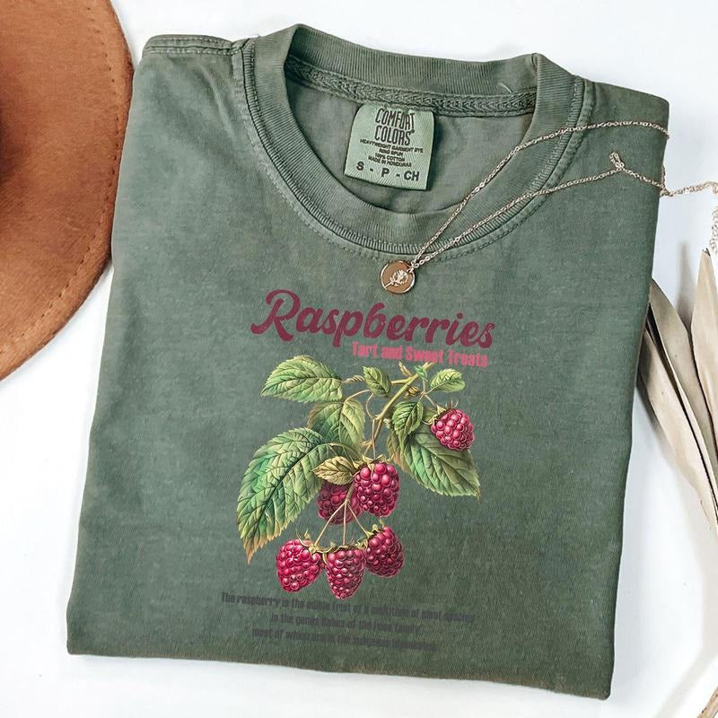 Comfort Colors Retro Raspberries Commercial Graphic Shirt, Vintage Raspberry T-Shirt, Unisex Cotton Tee, y2k Style T...