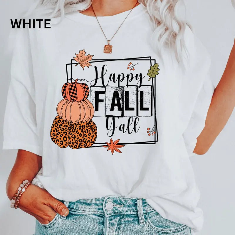 Comfort Colors Shirt, Happy Fall y'all #2 Shirt, Comfort Colors Fall Shirt, Halloween Graphic Shirt,Casual Shirt Unisex,...
