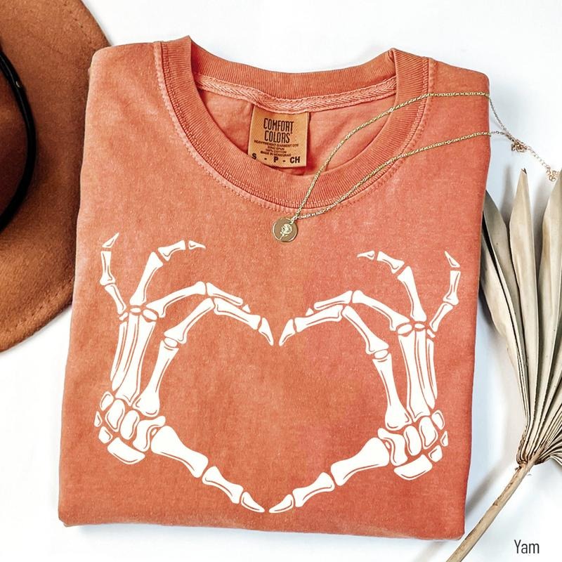 Comfort Colors Skeleton Hand Shirt, Skeleton Halloween Shirt, Women's Halloween Shirt, Spooky Season Shirt, Halloween...