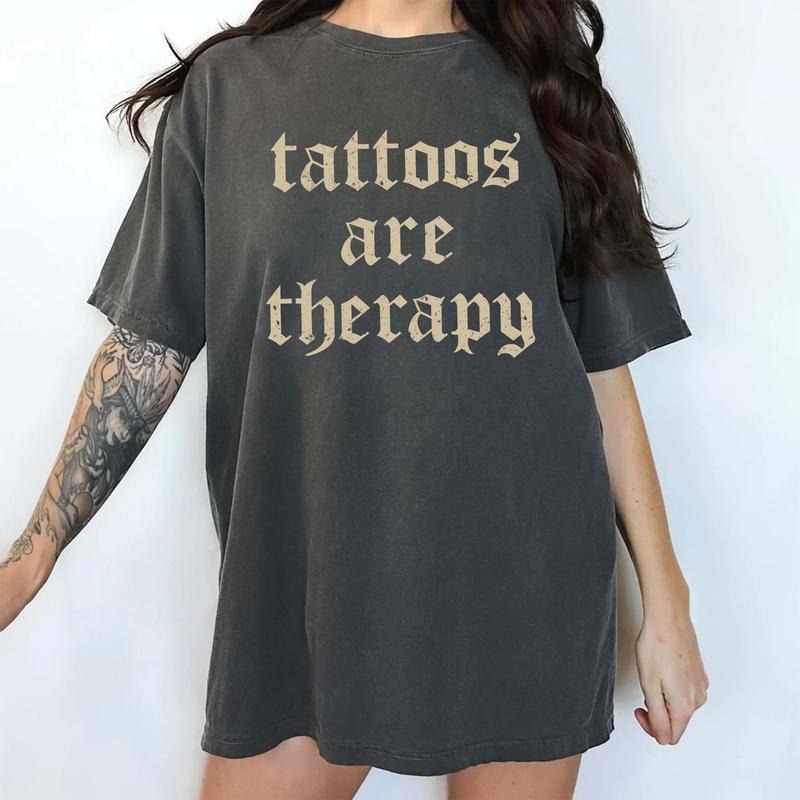 Comfort Colors Tattoos Are Therapy Shirt, Retro Tattoos Are Therapy Tee, Tattoos Are Trashy Graphic Printed Tee, Vintage...