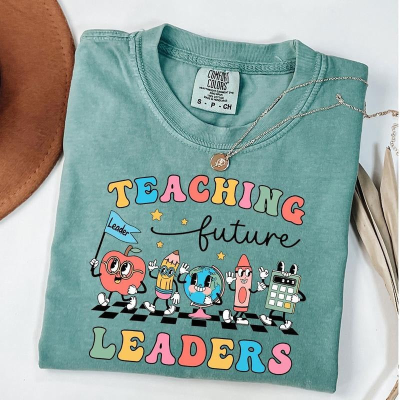 Comfort Colors Teaching Future Leaders Shirt, Groovy Teacher Shirt, Cute Teacher Shirt, Kindergarten Teacher Tee, Back To...