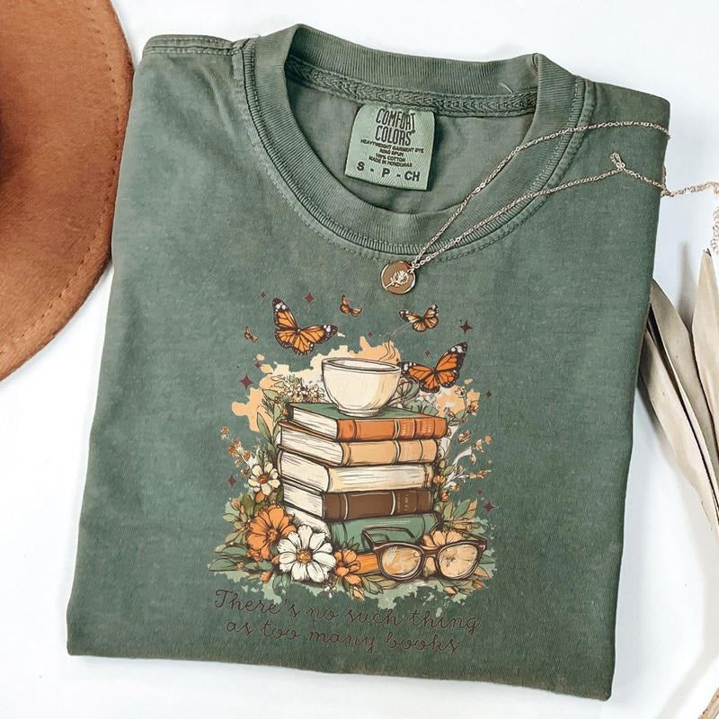 Comfort Colors There's No Such Thing As Too Many Book Shirt, Book Lover Shirt, Retro Book T-Shirt, Unisex T-Shirt Hoodie,...