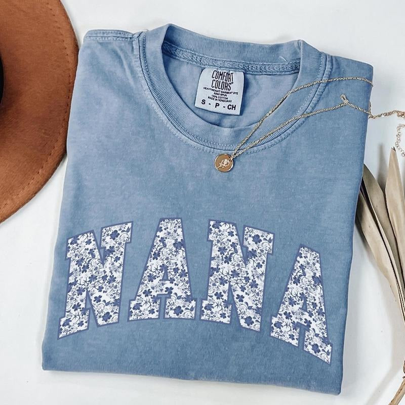 Comfort Colors Toile Nana Shirt, New Nana T-Shirt, Floral Mother Day Gift, Pregnancy Announcement, New Nana Grandma Shirt...