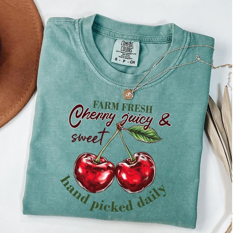 Comfort Colors Vintage Cherry Shirt, Cherry Tee, Fruit Tshirt, Summer Shirt Hoodie, Sweatshirt | PureTeeCo.com