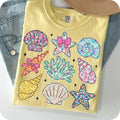 Comfort Colors Wildflower Seashell Clam Summer T-Shirt, Summer Vibes TShirt, Beach TShirt, Summer Vacation T-Shirt...