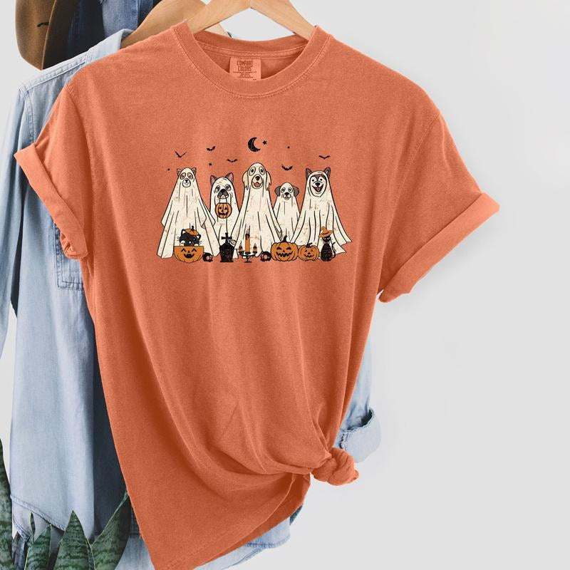 Comfort Colors Сute Ghost Dog T-shirt, Ghost Dog Tee, Dog Lovers T-shirt, Halloween Cute Shirt, Halloween Dog T-shirt,...