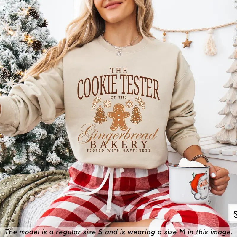 Cookie Baker Sweatshirt, Cookie Tester Sweater, Gingerbread Bakery, Gingerbread Shirt, Couple Christmas Sweatshirt,...