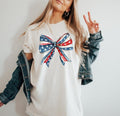 Coquette America Bow Shirt, USA Shirt, 4th of July shirt, Patriotic Memorial Day shirt, American Flag Bow, Women's Shirt...