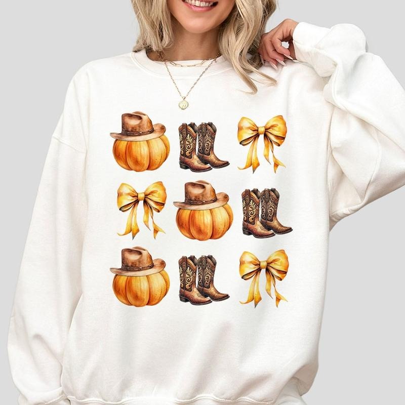 Coquette Bow Fall Shirts, Howdy Pumpkin Sweatshirt, Western Fall Shirts, Fall Coquette Bow Tee, Shirts For Women, Country...