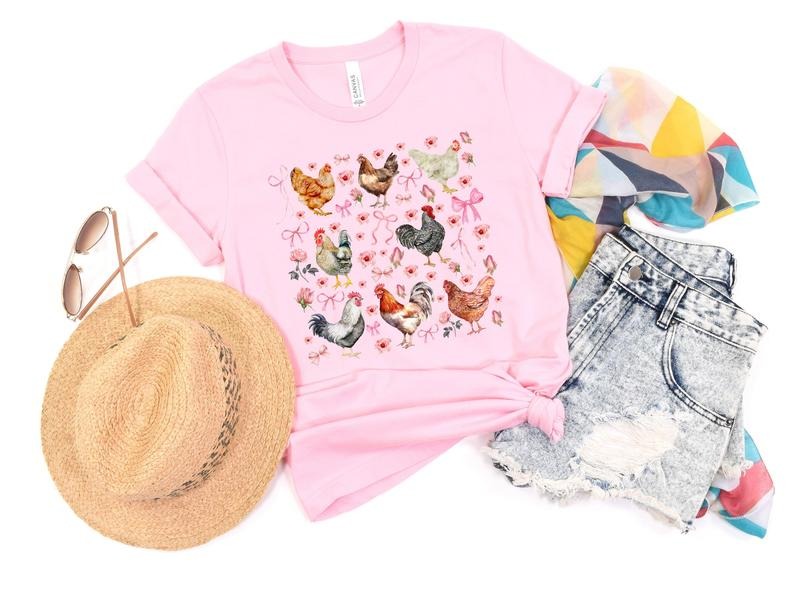 Coquette Chicken & Bow T-Shirt Hoodie, Sweatshirt | PureTeeCo.com