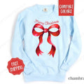 Coquette Christmas Sweatshirt Comfort Colors, Preppy Merry Christmas Sweater,  Womens Holiday Crewneck T-Shirts, Hoodie
