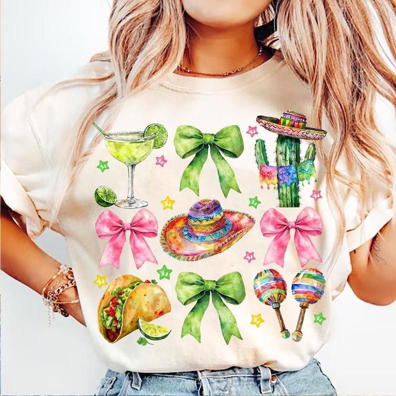 Coquette Cinco De Mayo Preppy Fiesta Mexican Tequila Margarita T-Shirt Hoodie, Sweatshirt | PureTeeCo.com