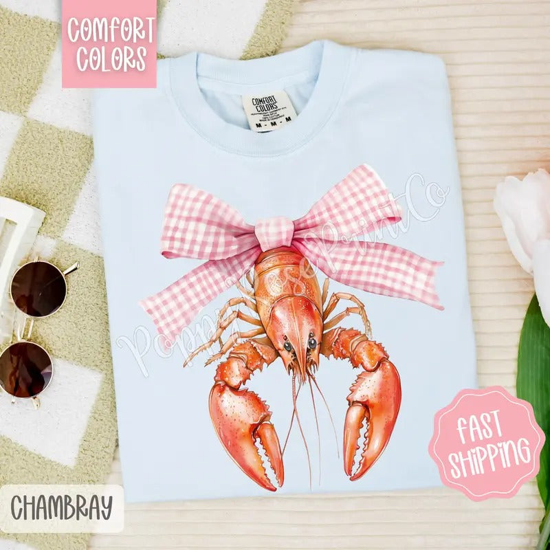 Coquette Crawfish Comfort Colors Tshirt, Southern Girl Tee, Girly Aesthetic Shirt Hoodie, Sweatshirt | PureTeeCo.com