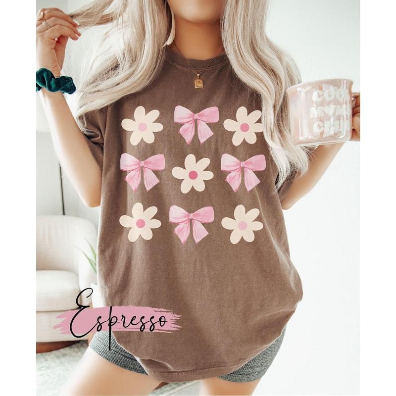 Coquette Daisy Tshirt Comfort Colors Shirt Oversized Coquette Bowknot Shirt Trendy Shirt For Mom Daisies Gift For Friend...