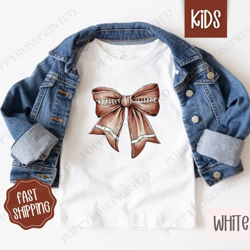 Coquette Football Bow Kids Shirt - Football Children's Tshirt - Cute Youth Tee Gildan Hoodie, Sweatshirt | PureTeeCo.com