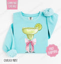 Coquette Margarita Comfort Colors Sweatshirt, Cute Cocktail Sweater, Margarita Bow Crewneck T-Shirts, Hoodie | PureTeeCo.com