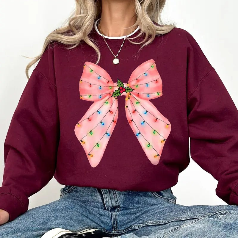 Coquette Pink Christmas Shirt, Pink Bow Christmas Tshirt, Vintage Xmas, Santa Shirt, Xmas Tree , Christmas Vibe, Pink...