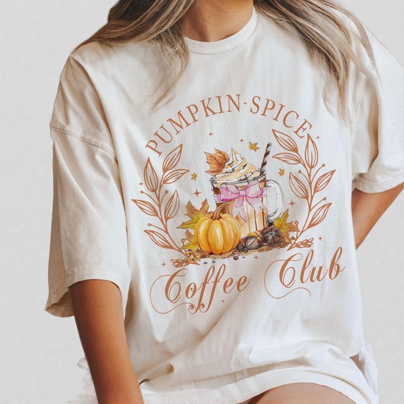 Coquette Pumpkin Spice Shirt, Coquette Bow Pumpkin Latte Shirt, Coffee Lovers Shirt for Her, Comfort Shirt for Mom,...