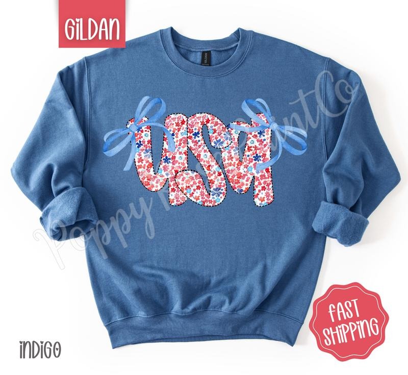 Coquette USA Sweatshirt, Cute American Sweater, Girly Fourth Of July Crewneck T-Shirts, Hoodie | PureTeeCo.com
