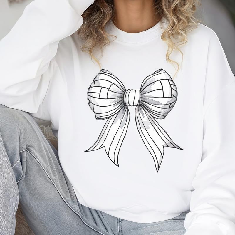 Coquette Volleyball Women's Sweatshirt Comfy Volleyball Bow Sweatshirt Volleyball Mom T-Shirts, Hoodie | PureTeeCo.com