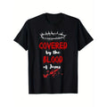 Covered by the Blood of Jesus Christian Halloween Funny T-Shirt, 100% Cotton, Halloween Thanksgiving Christmas Gift for...