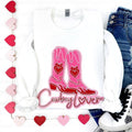 Cowboy Lover Sequin Patch Sweatshirt -- WHITE T-Shirts, Hoodie | PureTeeCo.com