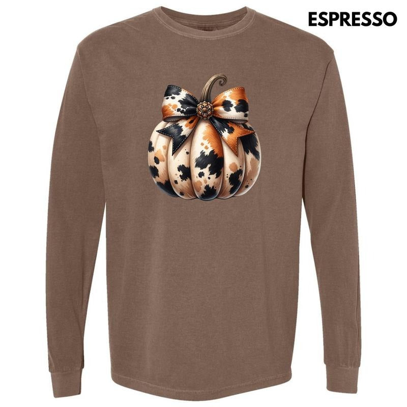 Cowhide Pumpkin Long Sleeve Comfort Colors T-Shirt 'NLB' Hoodie, Sweatshirt | PureTeeCo.com