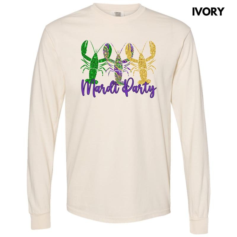 Crawfish Mardi Party Long Sleeve Comfort Colors T-Shirt 'NLB' Hoodie, Sweatshirt | PureTeeCo.com