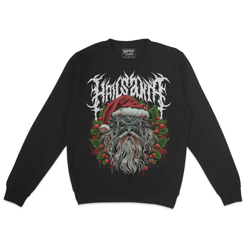 Crewneck Sweatshirt - Hail Santa, Spooky X-Mas, Unisex, Sweater T-Shirts, Hoodie | PureTeeCo.com