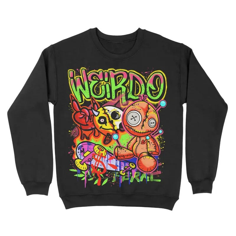 Crewneck Sweatshirt - Weirdo, Halloween, Fall, Spooky Sweatshirt, Funny Graphic T-Shirts, Hoodie | PureTeeCo.com