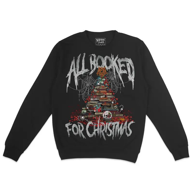 Crewneck Sweatshirt -All Booked for Christmas, Holiday Wear, Unisex, Longe Sleeve T-Shirts, Hoodie | PureTeeCo.com