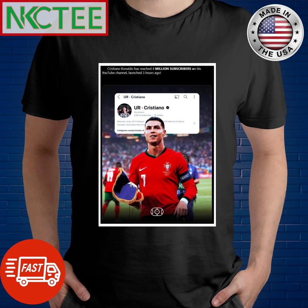 Cristiano Ronaldo has reached 4 MILLION SUBSCRIBERS on his YouTube channel, launched 3 hours ago shirt