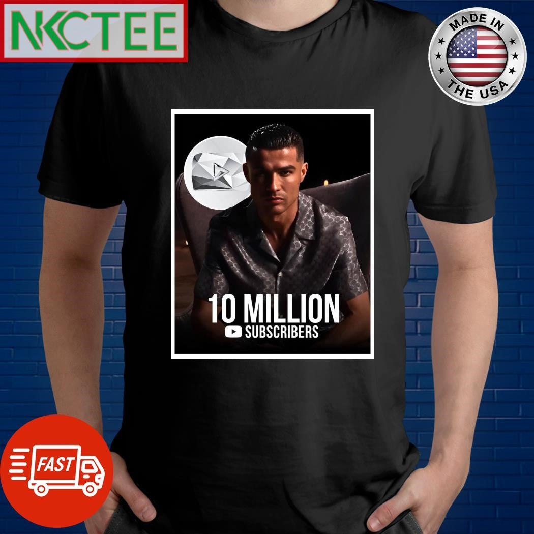 Cristiano Ronaldo’s channel becomes the fastest to ever hit 10 million subscribers YouTube Diamond Play Button shirt