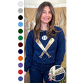 Crossed Bats Sequin Baseball Graphic  Long Sleeve T-Shirt Hoodie, Sweatshirt | PureTeeCo.com