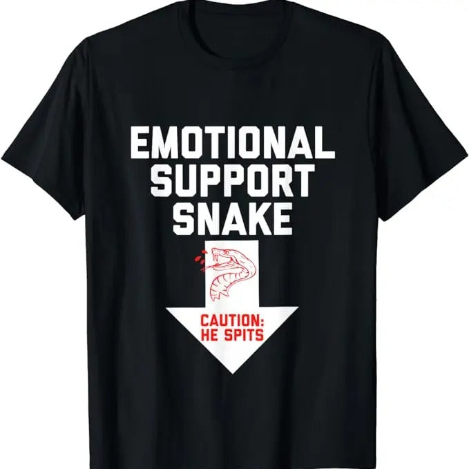 Crude Humor Shirts, Crude Humor Inappropriate Emotional Support Snake Halloween T-Shirt Menswear Casual Cotton Top Basic...