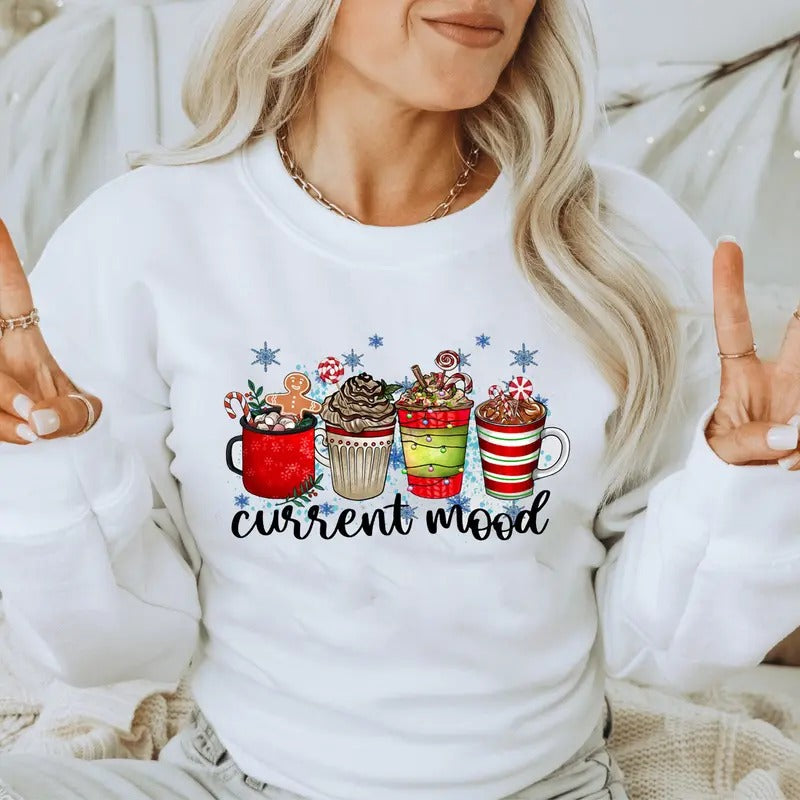 Current Mood Vintage Christmas Shirt, Christmas Tee, Coffee Lover Christmas Tee, Xmas Latte Shirt, Gift for Coffee Lover,...
