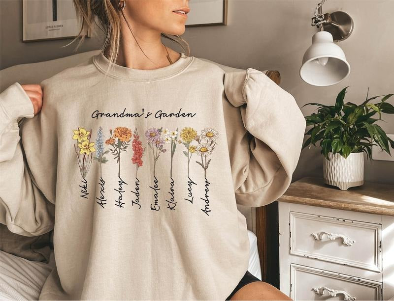 Custom Grandma's Garden Sweatshirt, Custom Birthflower Sweatshirt, Mother's Day Grandma Shirt, Love Grows Here Shirt,...