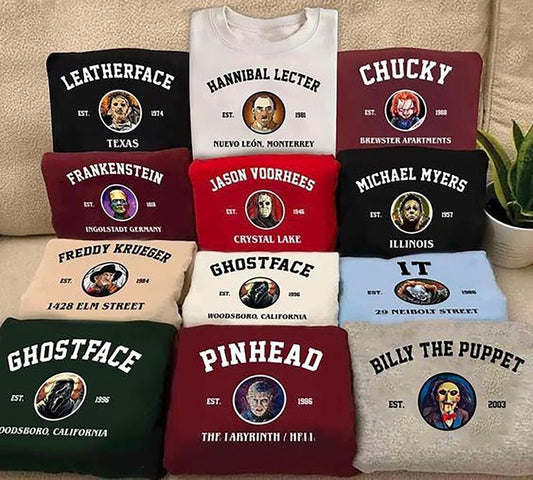 Custom Horror Characters Sweatshirt, Scary Movie Crewneck, Ghostface Sweatshirt, Michael Sweater, Horror Movie Fan Tee, Vintage Halloween Shirt