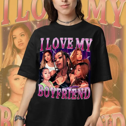 Custom I Love My Boyfriend Shirt, Customized Photo Bootleg Rap Tee, Girlfriend Photo Sweatshirt, Valentine Bootleg Shirt, Bootleg Shirt, HL136