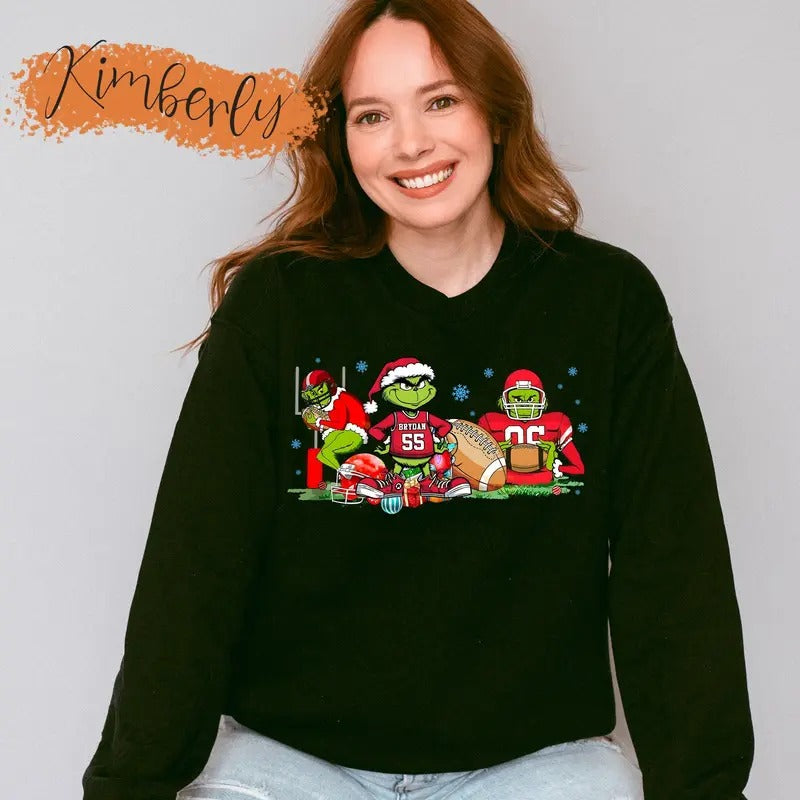 Custom Name Grinn chy Football Christmas Shirt, Custom Football Shirt, Christmas Football Shirt, Grrinnchmas Shirt,...