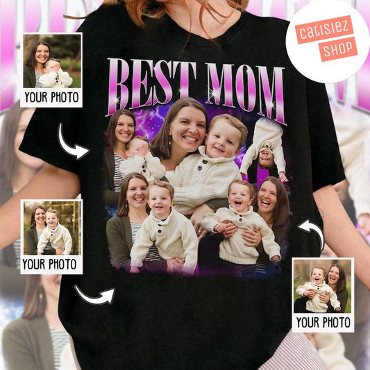 Custom Photo Bootleg Shirt For Mom, Mothers Day Gifts, Personalized Mom Portrait Shirt, Best Mom Ever, Custom Gift For Her, New Mom Gift Est