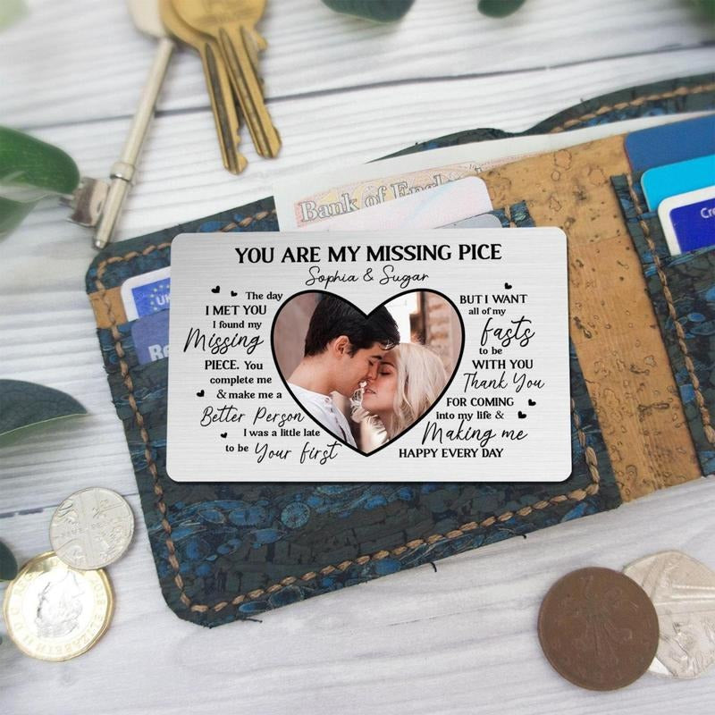 Custom Photo Wallet Metal Card, Personalized Message Wallet Metal Insert,Anniversary, Wedding Gift,Valentine's Day...